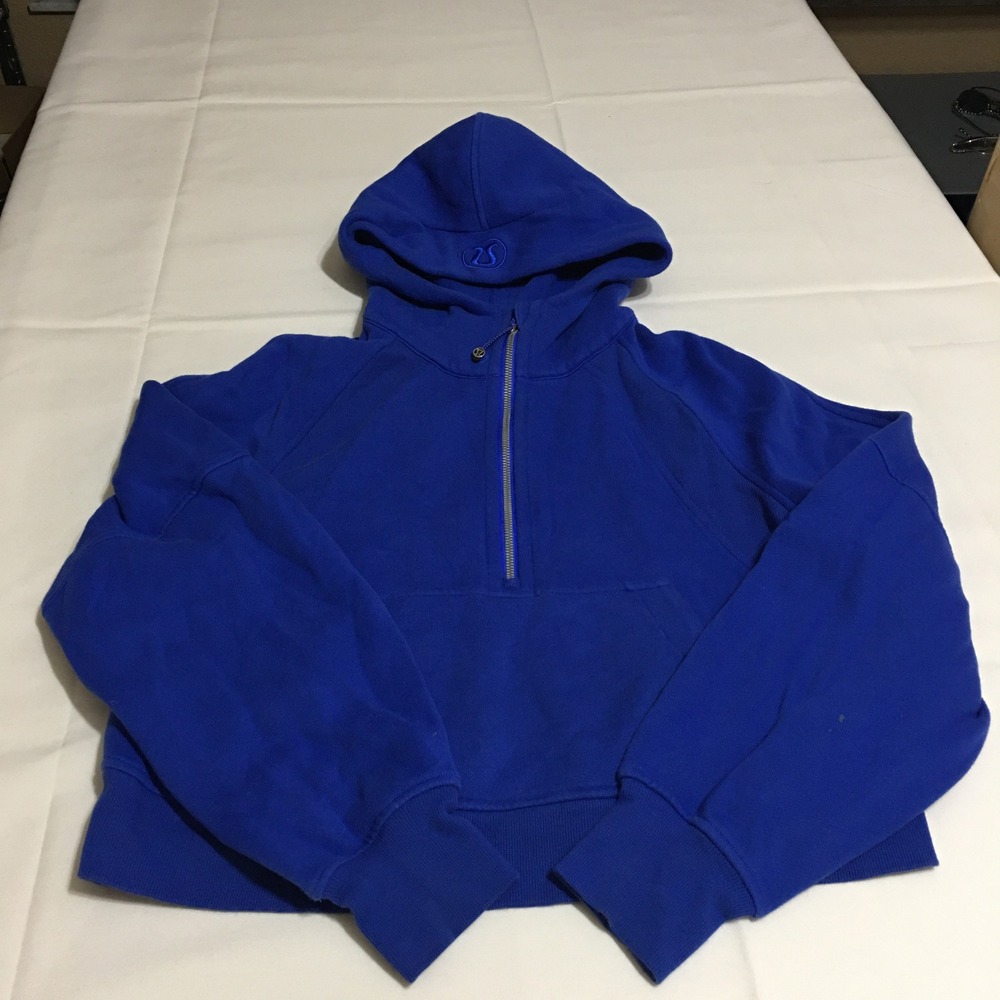 Lululemon Scuba Oversized Half Zip Hoodie Womens XS/S Blue Cropped Pullover